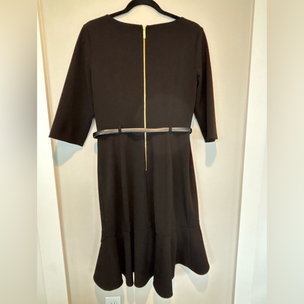 Calvin Klein Black Long-Sleeve Belted Sheath Dress 198 - Picture 2 of 5